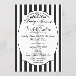 Black Paris Theme Baby Shower Invitation