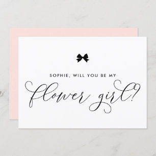 Black Parisian Bow Will You Be My Flower Girl Invitation