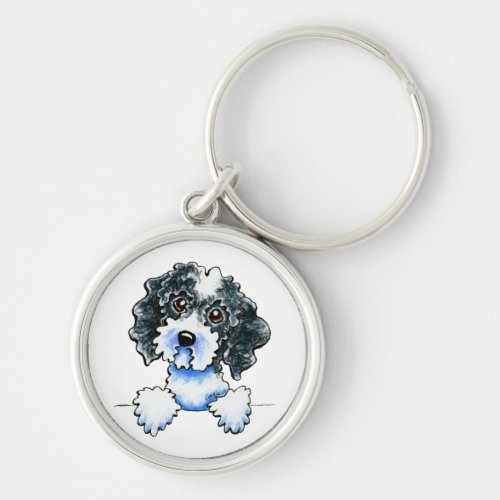Black Parti Cockapoo Lined Up Keychain