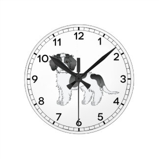Black Parti-color Mini Goldendoodle Cartoon Dog Round Clock