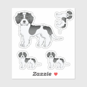 Black Parti-color Mini Goldendoodle Cartoon Dog Sticker
