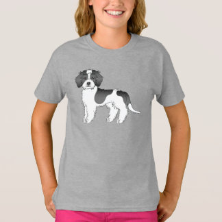 Black Parti-color Mini Goldendoodle Cartoon Dog T-Shirt