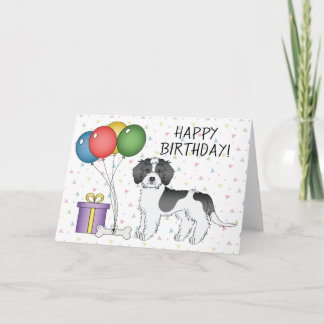 Black Parti-Color Mini Goldendoodle Dog Birthday Card