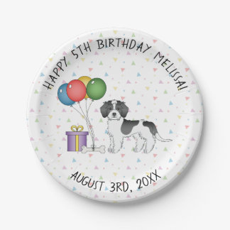 Black Parti-Color Mini Goldendoodle Dog Birthday Paper Plates