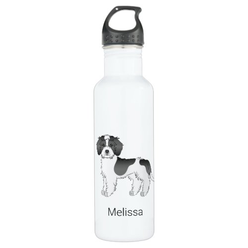 Black Parti_color Mini Goldendoodle Dog  Name Stainless Steel Water Bottle