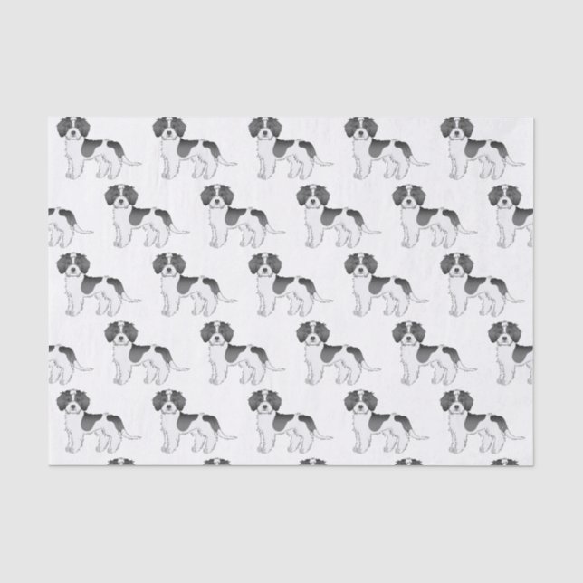 Black Parti-color Mini Goldendoodle Dog Pattern Tissue Paper (Front)