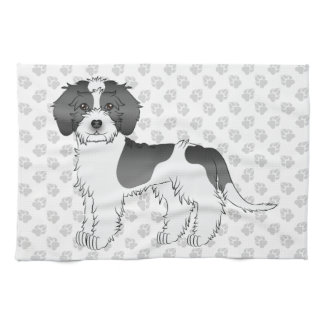 Black Parti-color Mini Goldendoodle Dog &amp; Paws Kitchen Towel