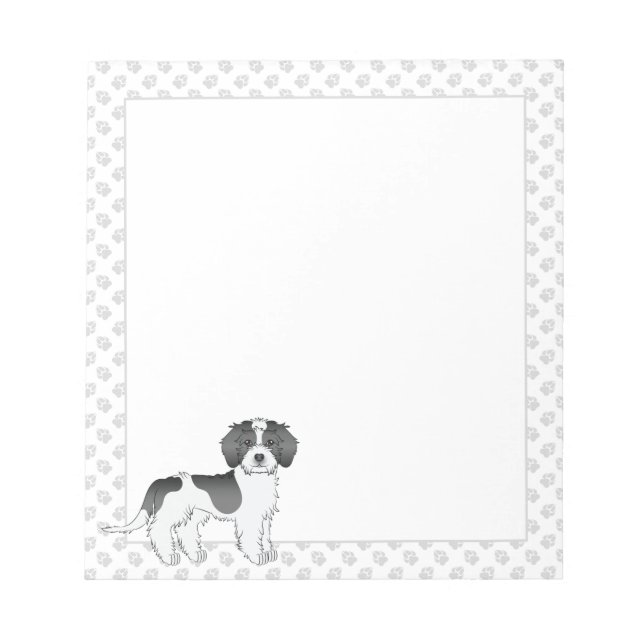 Black Parti-color Mini Goldendoodle Dog & Paws Notepad (Front)