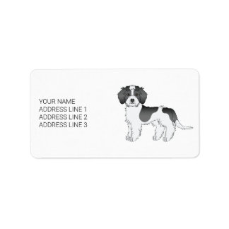 Black Parti-color Mini Goldendoodle Dog &amp; Text Label