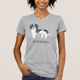 Black Parti-color Mini Goldendoodle Dog &amp; Text T-Shirt