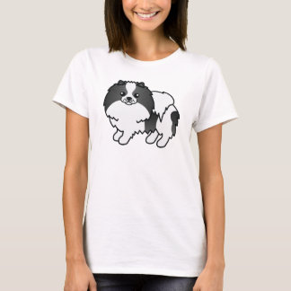 Black Parti-Color Pomeranian Cute Cartoon Dog T-Shirt