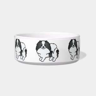 Black Parti-Color Pomeranian Cute Cartoon Dogs Bowl