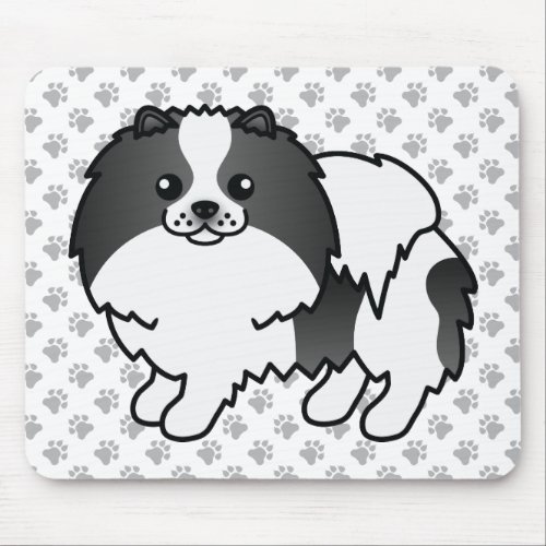 Black Parti_Color Pomeranian Cute Dog  Paws Mouse Pad