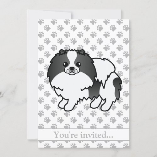 Black Parti_Color Pomeranian Dog Birthday Party Invitation