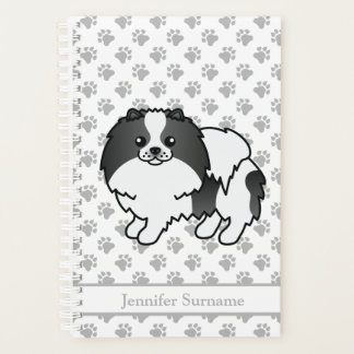 Black Parti-Color Pomeranian Dog &amp; Custom Text Planner