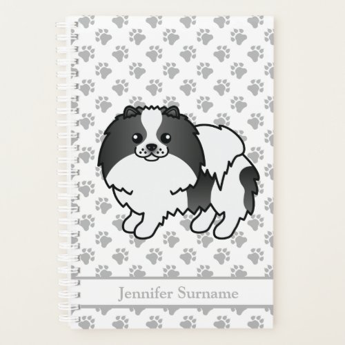 Black Parti_Color Pomeranian Dog  Custom Text Planner