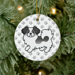 Black Parti-Color Tibetan Spaniel Cute Cartoon Dog Ceramic Ornament
