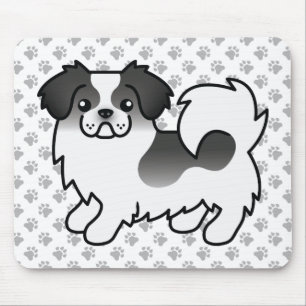 Black Parti-Color Tibetan Spaniel Cute Cartoon Dog Mouse Pad