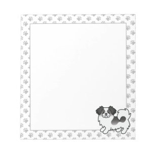 Black Parti-Color Tibetan Spaniel Cute Cartoon Dog Notepad