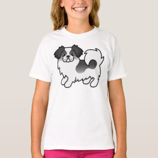 Black Parti-Color Tibetan Spaniel Cute Cartoon Dog T-Shirt