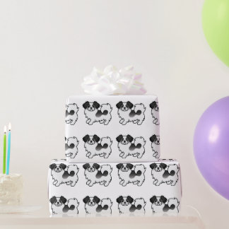 Black Parti-Color Tibetan Spaniel Cute Dog Pattern Wrapping Paper
