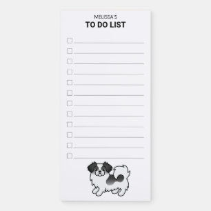 Black Parti-Color Tibetan Spaniel Dog To Do List Magnetic Notepad