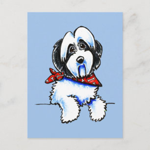 Black Parti Havanese Lil Bone Scarf Postcard