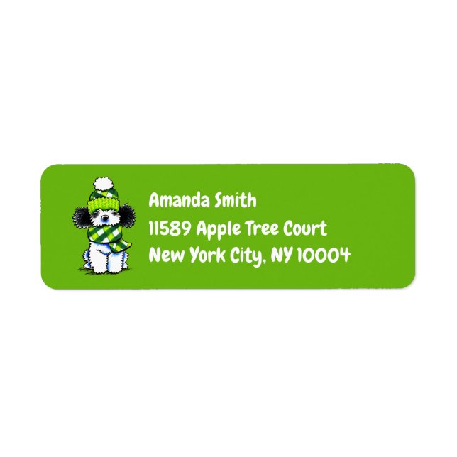 Black Parti Poodle Plaid Scarf Custom Label (Front)