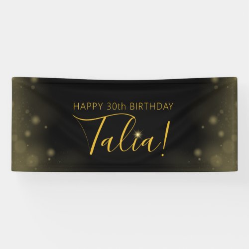 Black Party Banner with Golden Flares and Text