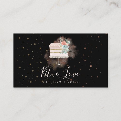 Black Party Wedding Cake Bakery Pastry Patisserie Business Card