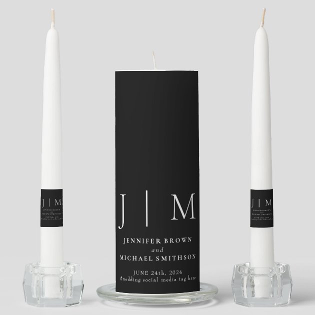 Black Party Welcome Classic Wedding Unity Candle Set