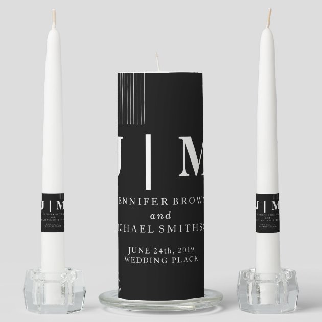 Black Party Welcome Modern Classic geometric Unity Candle Set