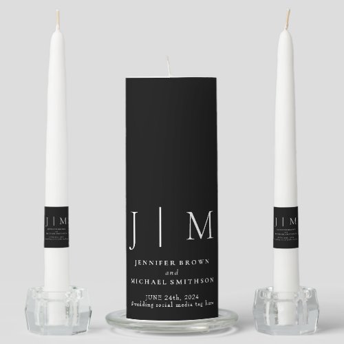 Black Party Welcome Modern Classic Wedding Unity Candle Set