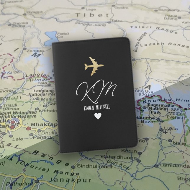 BLACK Passport Holder Monogram Airplane  (Creator Uploaded)