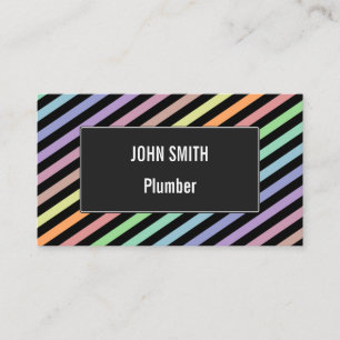 Black & Pastel Color Lines Pattern Business Card