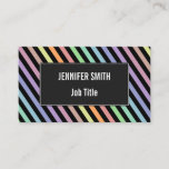 [ Thumbnail: Black & Pastel Color Lines Pattern Business Card ]