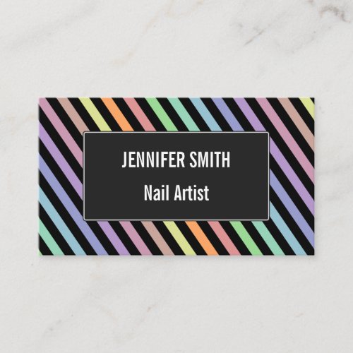 Black  Pastel Color Lines Pattern Business Card