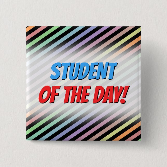 Black & Pastel Colored Lines Pattern Button (Front)