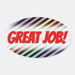 [ Thumbnail: Black & Pastel Colored Lines Pattern + Great Job! Sticker ]