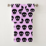 Black Pastel Goth Lilac Skull Pattern Bath Towel Set at Zazzle