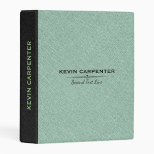 Black & Pastel Green Linen Texture Print Mini Binder