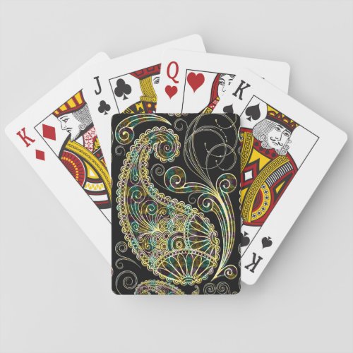 Black  Pastel Vintage Paisley Pattern Poker Cards