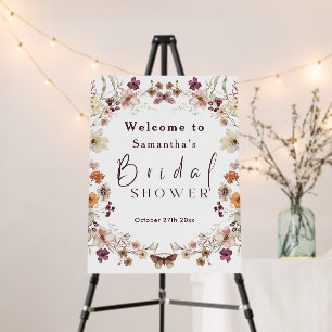 Black Pastel Wildflower Modern Boho Bridal Shower Foam Board