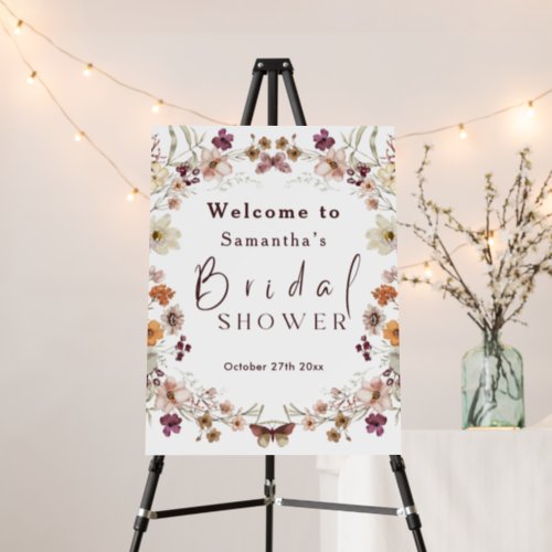 Black Pastel Wildflower Modern Boho Bridal Shower Foam Board