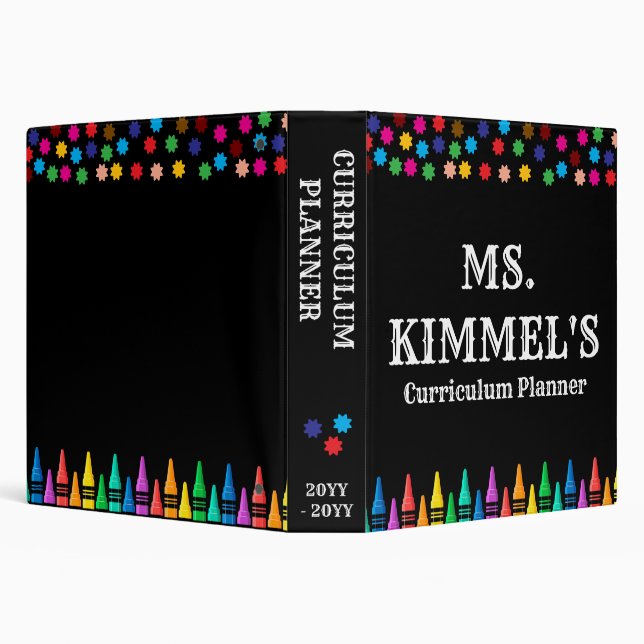 Black Pastels Crayons Curriculum Teacher Planner  3 Ring Binder (Background)