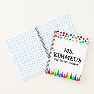 Black Pastels Crayons Curriculum Teacher Planner Notebook