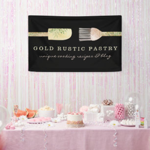 Black Pastry eucalyptus leaf spoon spatula Banner