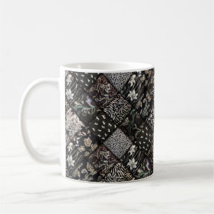 Black Patchwork Look Quilt Pattern Coffee Mug