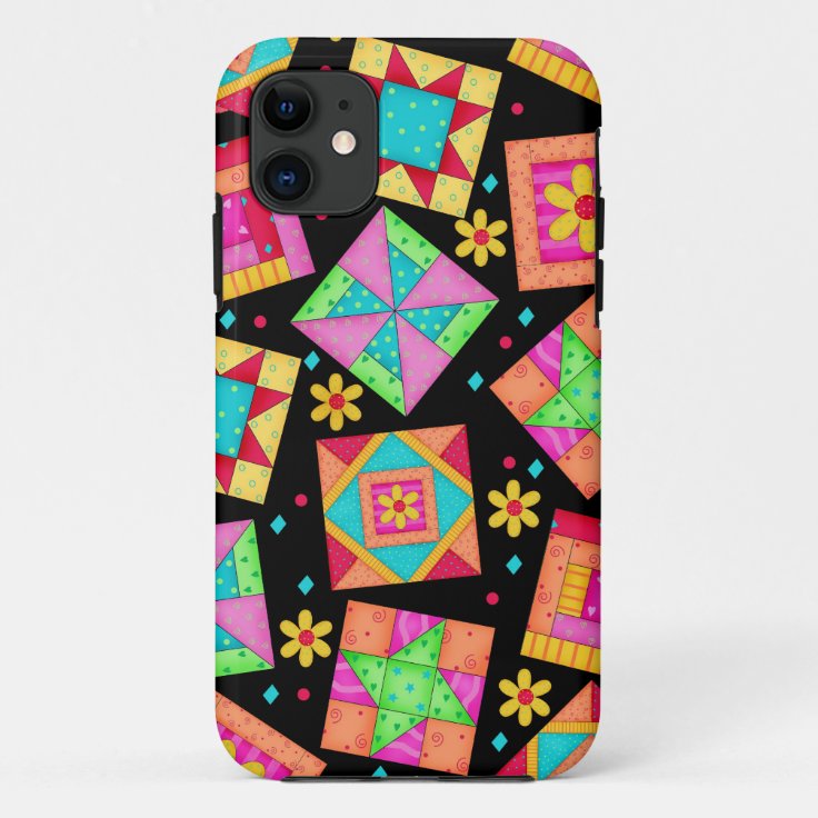 Black Patchwork Quilt Art iPhone 5 Case Zazzle