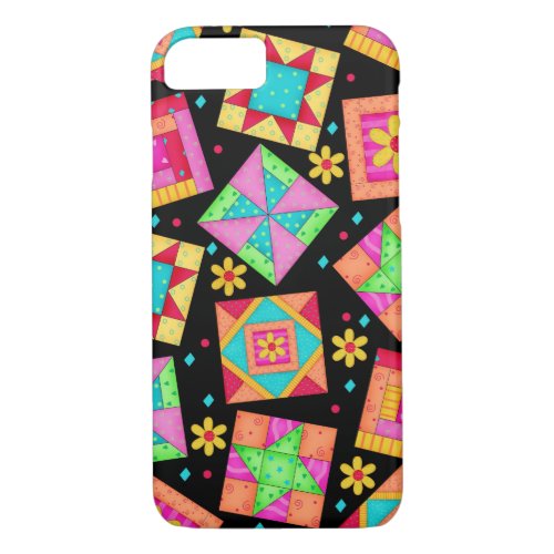 Black Patchwork Quilt Art iPhone 7 case